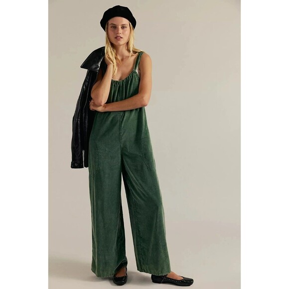 Free People We The Free Freebird Cord Jumpsuit Wide Leg Cotton Cozy S New 284591 - Picture 1 of 8
